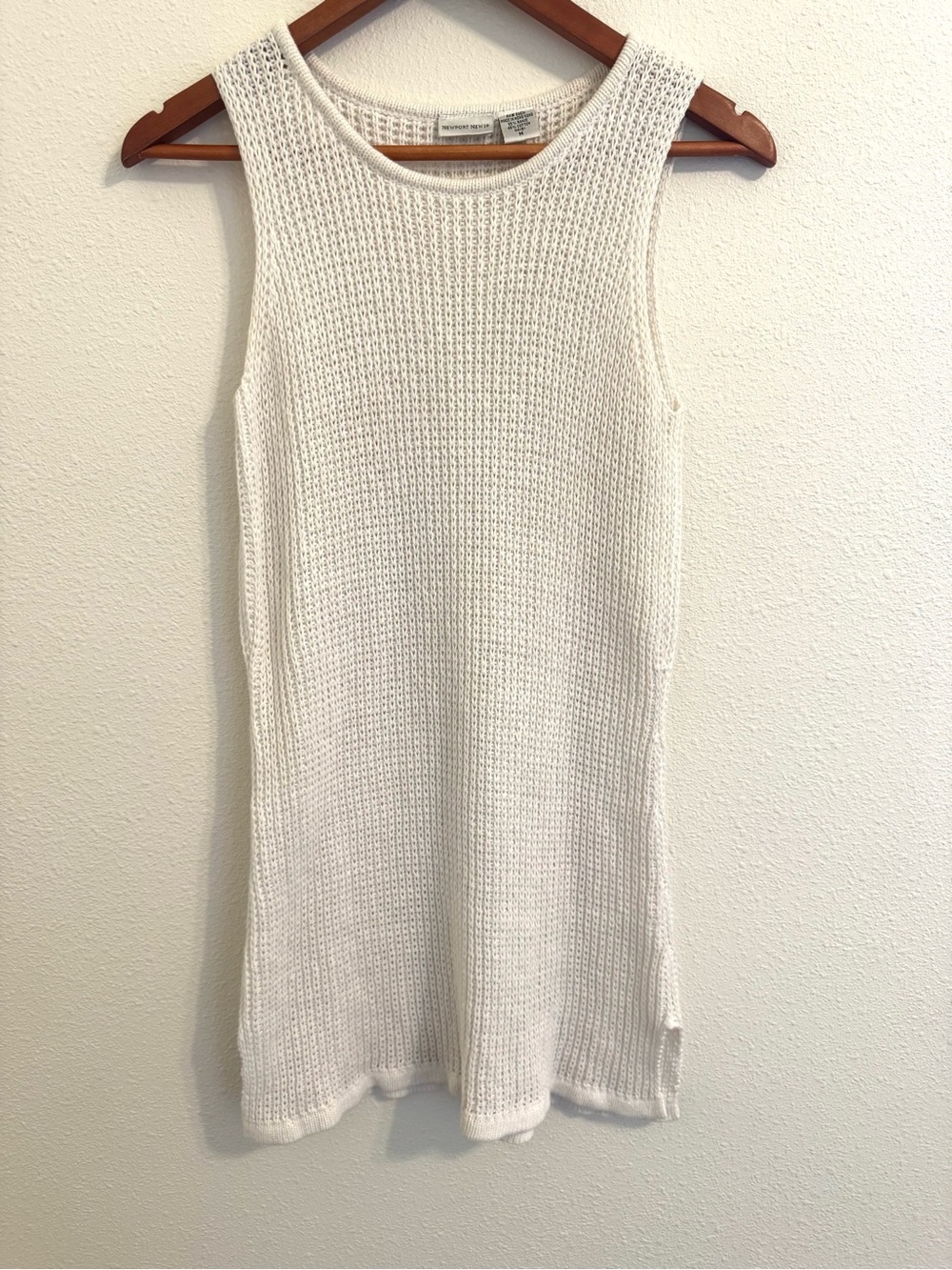 Newport News Ivory Open Knit Ramie Cotton Sleeveless Tunic/Tank Top Size M